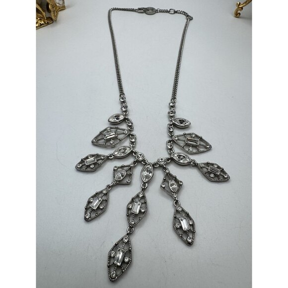 Givenchy Swarovski Crystal Teardrop Necklace And Bracelet Silver Tone Set - Picture 11 of 12